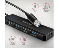 AXAGON HUE-C1A, 4x USB 5Gbps TRAVEL hub, USB-C, USB-A - 1353426 - zdjęcie 2